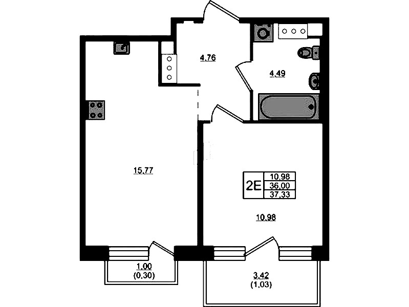 1-комнатная квартира 36 м², 5/5 эт., ЖК «Plus Пулковский»